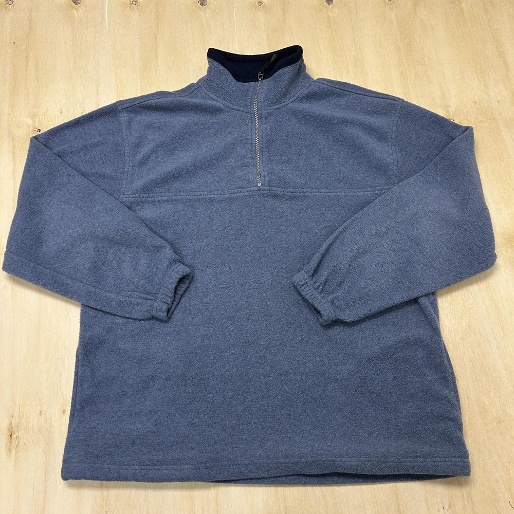 Vintage Starting Point Sweater Mens Large Blue Zip Fleece Mock Neck Pullover Top